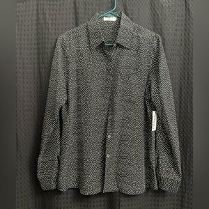 FRAME Black and White Polka Dot Button Down Shirt